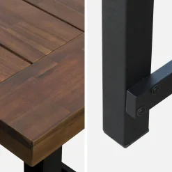 Acacia wood and steel table, indoor/outdoor