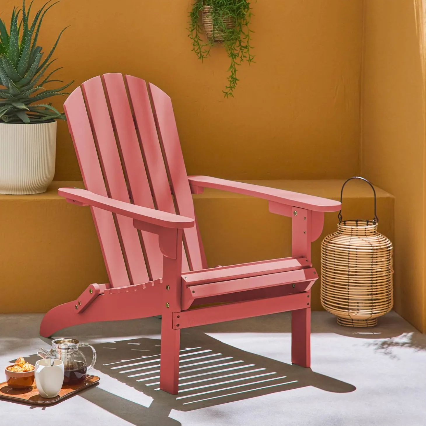 Acacia wood armchair with armrests