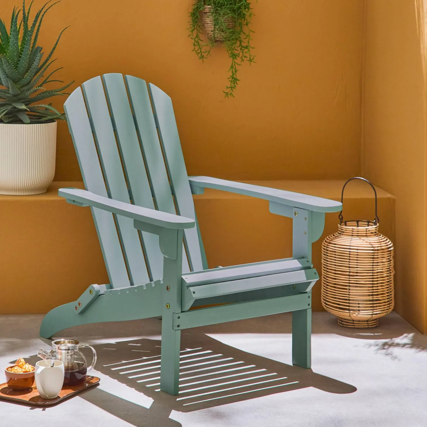 Acacia wood armchair with armrests