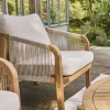 Acacia wood garden lounge set with ropes 7-seater