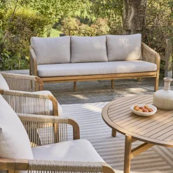 Acacia wood garden lounge set with ropes 7-seater