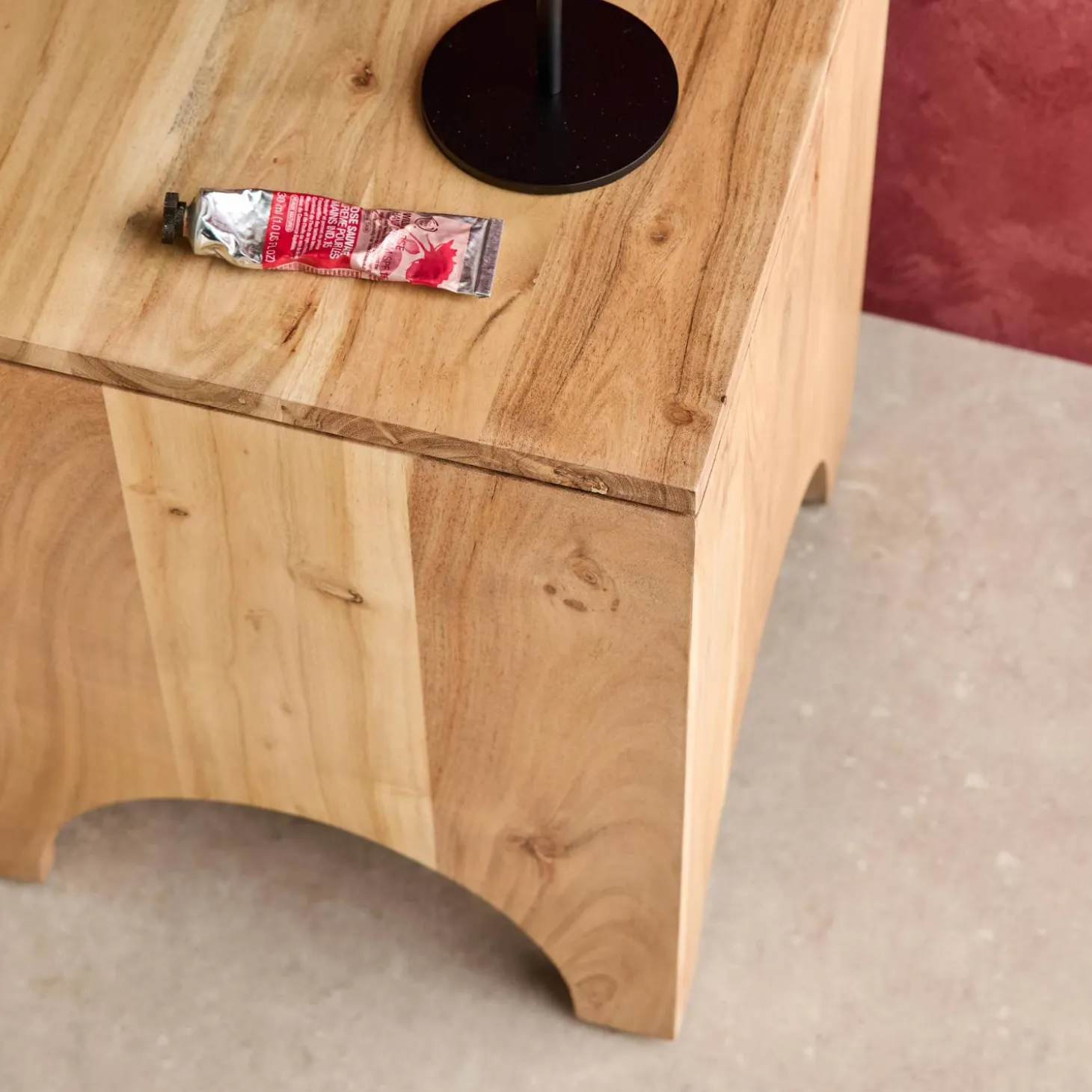 Acacia wood side table, bedside table