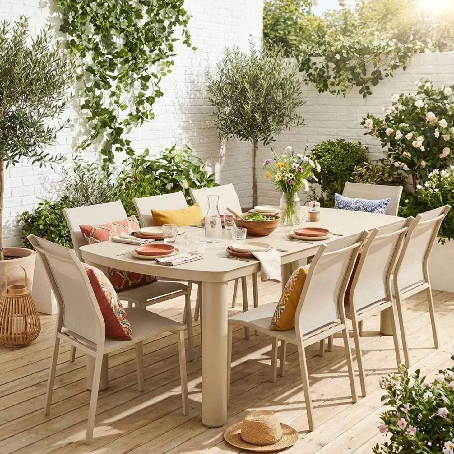 Aluminium garden table + 8 chairs
