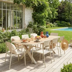 Aluminium garden table 220cm + 8 chairs