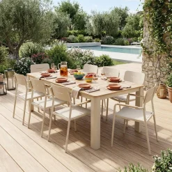 Aluminium garden table 201cm + 8 chairs