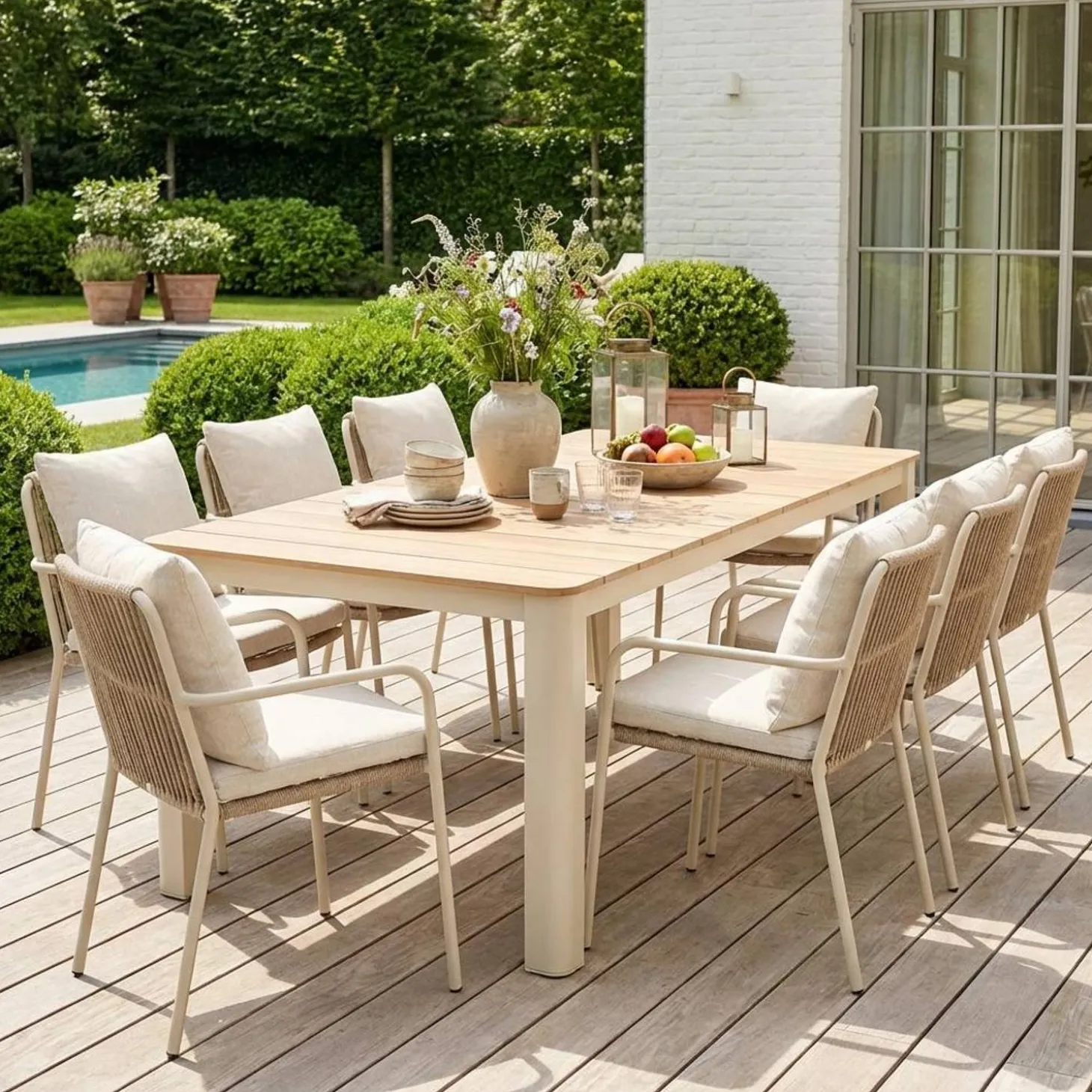 Aluminum garden table 201cm seats 8