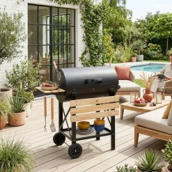 American-style charcoal smoker barbecue