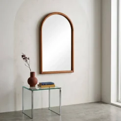 Arched wall mirror pine wood