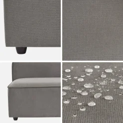 Armchair with water-repellent fabric seat, module for modular sofa