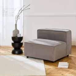 Armchair with water-repellent fabric seat, module for modular sofa