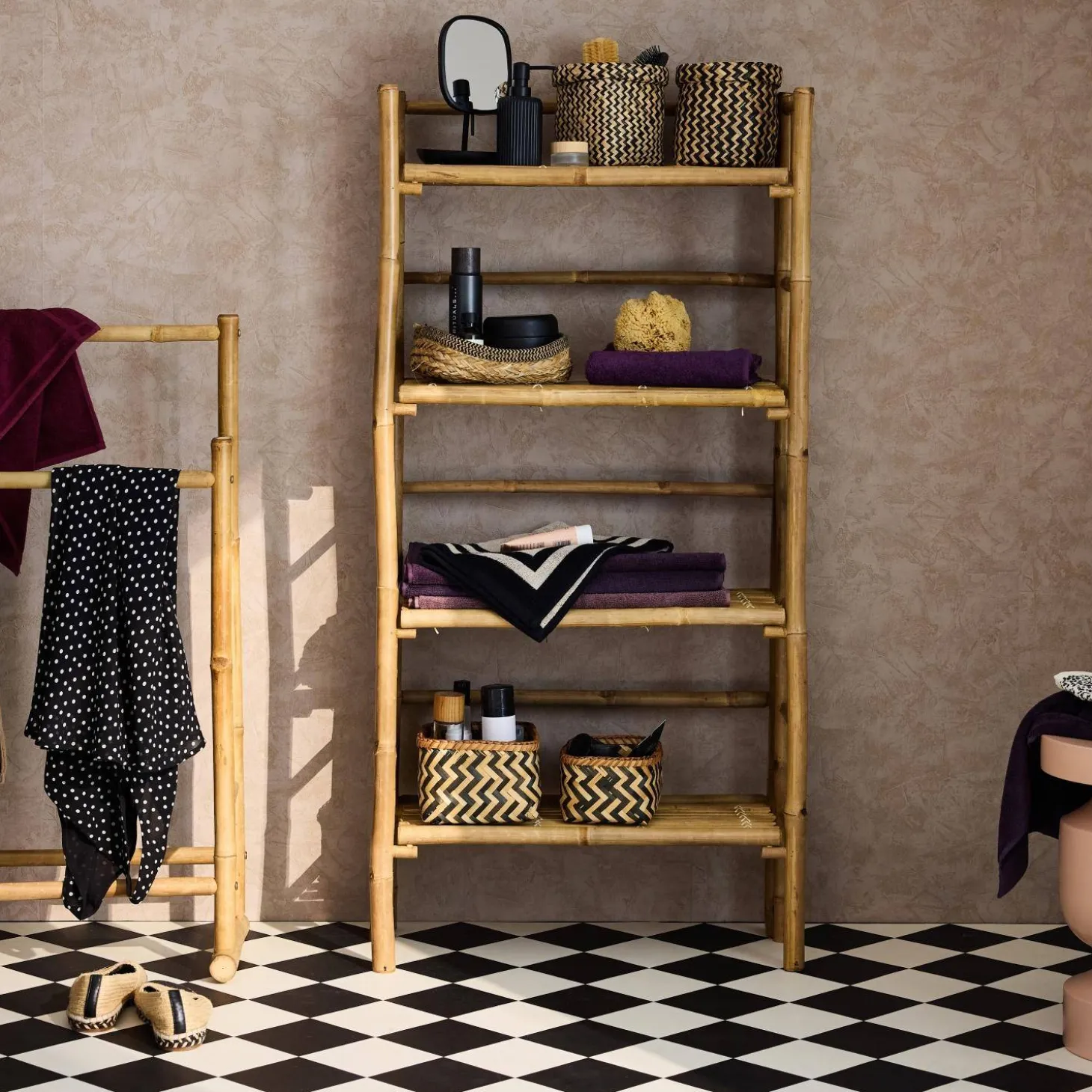 Bamboo shelf 4 levels W66 x D29cm x H135.5cm