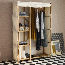 Bamboo wardrobe, 3 shelves