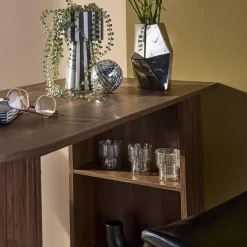 Bar table, high kitchen table with wooden decor and storage