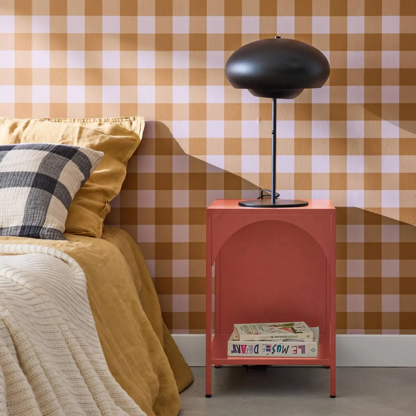 Bedside table, industrial-style, steel