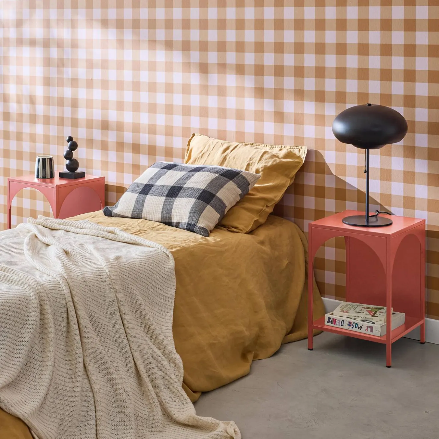 Bedside table, industrial-style, steel