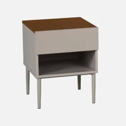 Bedside table metal with wood decor 1 door 1 niche
