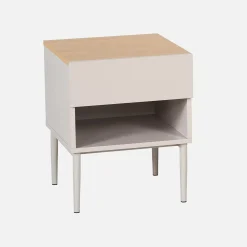 Bedside table metal with wood decor 1 door 1 niche