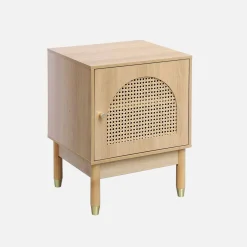 Bedside table wood and canework, 1 door