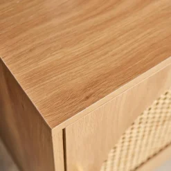 Bedside table wood and canework, 1 door