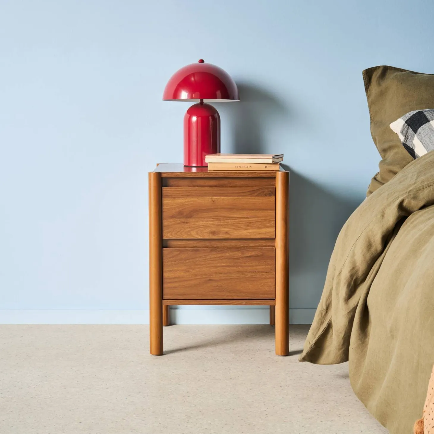 Bedside table wood decor 2 drawers