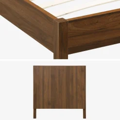 Bed with slatted base and headboard 90x190cm wood decor