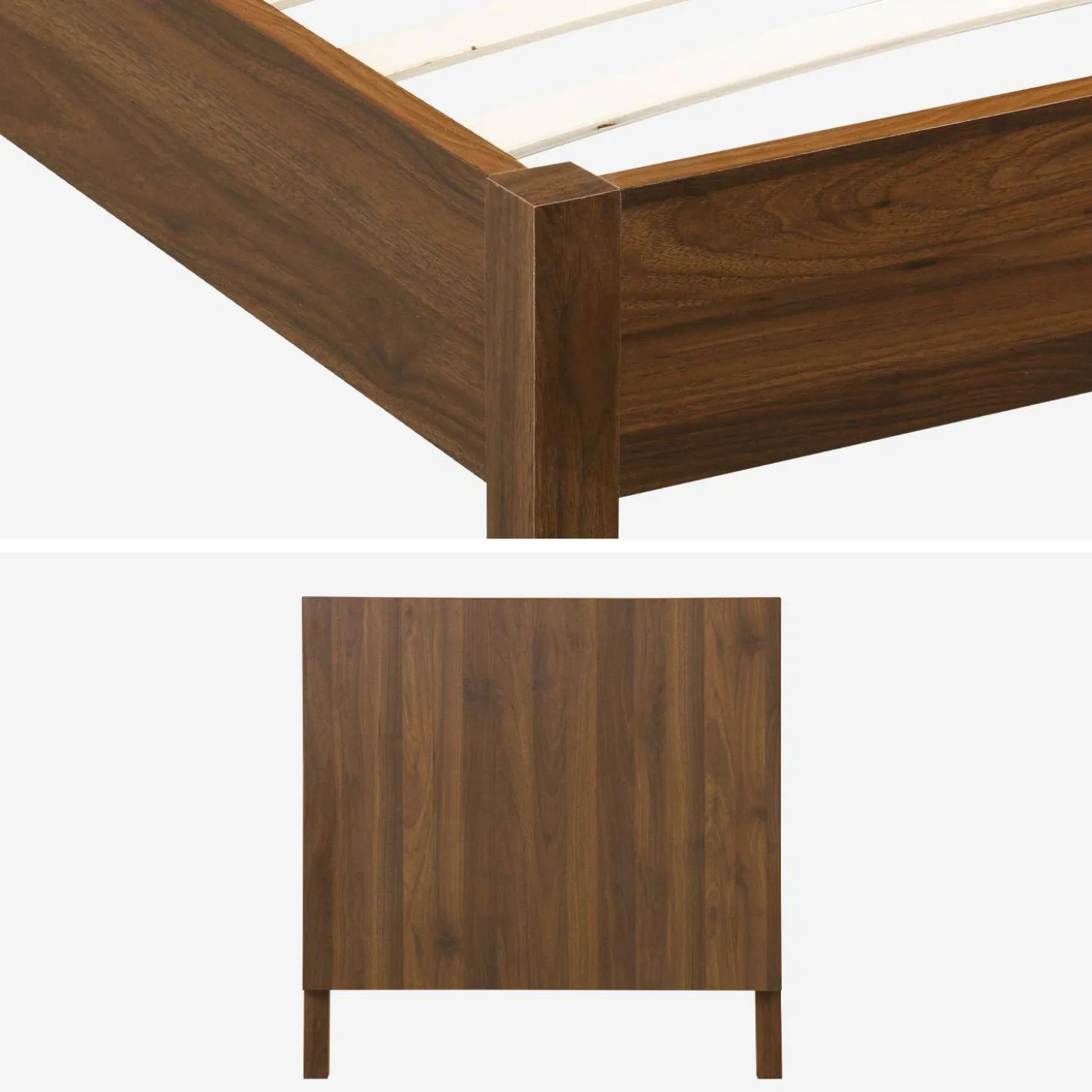 Bed with slatted base and headboard 90x190cm wood decor