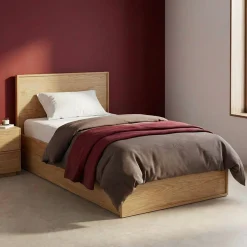 Bed with slatted base and headboard 90 x 190cm + 2 drawers wood decor