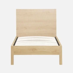 Bed with slatted base and headboard 90x190cm wood decor