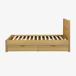 Bed with slatted base and headboard 90 x 190cm + 4 drawers wood decor
