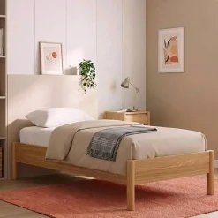 Bed with slatted base 90x190cm wood decor