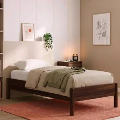 Bed with slatted base 90x190cm wood decor