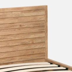 Bed with storage slatted base and headboard 90x190cm wood decor