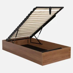 Bed with storage slatted base 90x190cm wood decor
