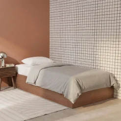 Bed with storage slatted base 90x190cm wood decor