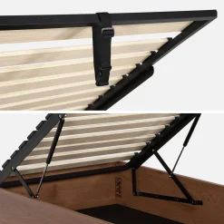 Bed with storage slatted base 90x190cm wood decor