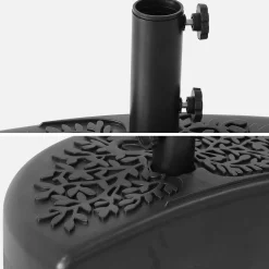 Black semi-circular half parasol base