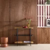 Bookshelf, glass, wood decor and metal, 3 levels