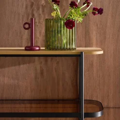 Bookshelf, glass, wood decor and metal, 5 levels