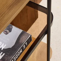 Bookshelf, glass, wood decor and metal, 5 levels