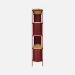 Bookshelf with curved metal and wood decor, 5 levels