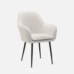 Boucle fabric accent chair with metal legs