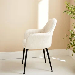 Boucle fabric accent chair with metal legs