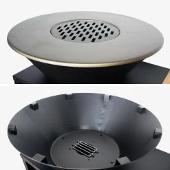 Brazier grill Ø80cm service table with storage spaces protective cover