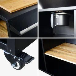 Brazier grill Ø80cm service table with storage spaces protective cover