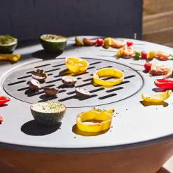 Brazier grill Ø80cm service table with storage spaces protective cover