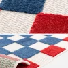 Checkered indoor/outdoor rug blue and red