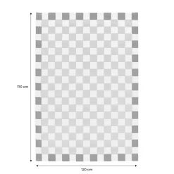 Checkered indoor/outdoor rug pink and red