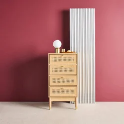 Chest of drawers wood and cane 4 drawers