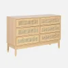 Chest of drawers wood and cane decoration 6 drawers