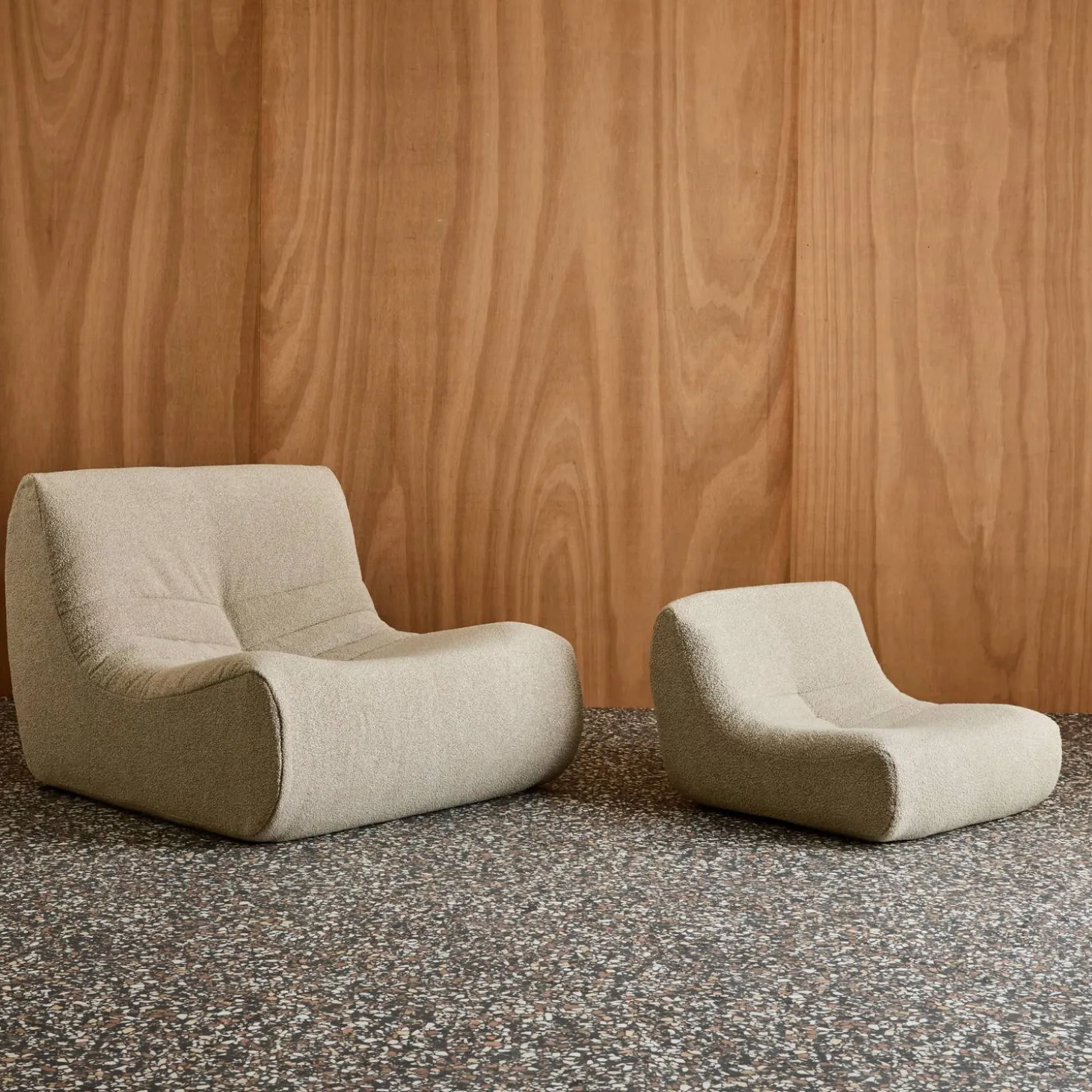 Children's armchair in textured boucle fabric